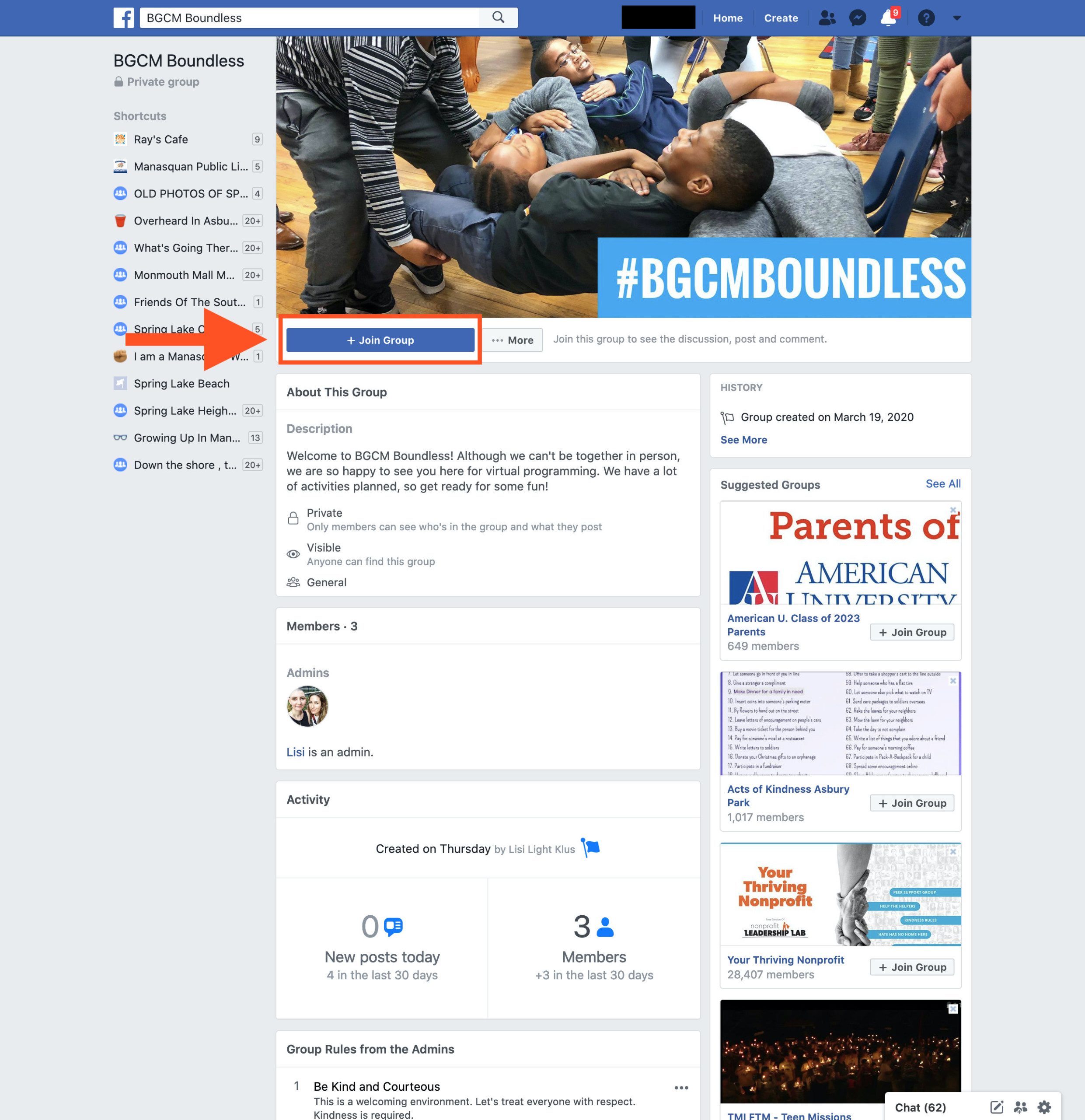 BGCM Boundless Facebook Group Enrollment Step 1