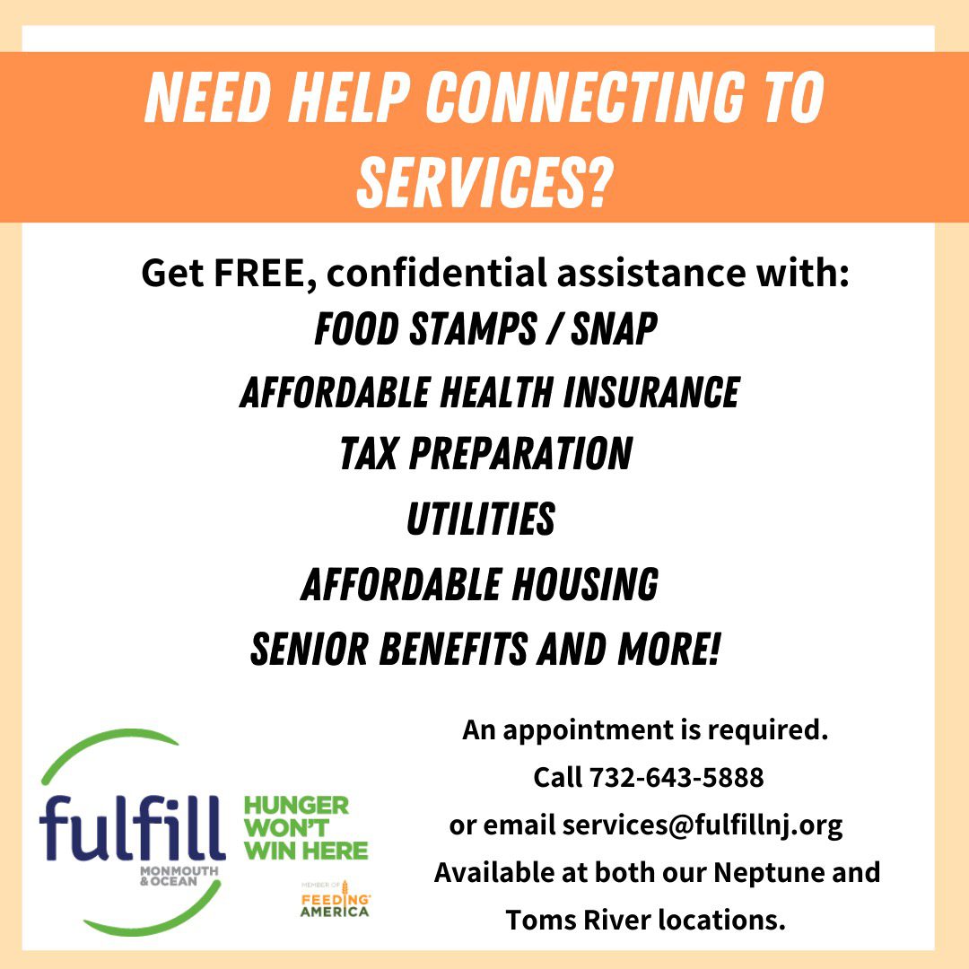Get help connecting to services with Fulfill Monmouth & Ocean located in Neptune and Toms River