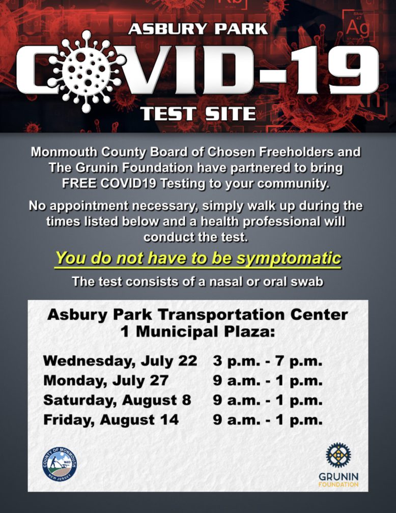 Free COVID-19 Testin in Asbury Park July & August 2020