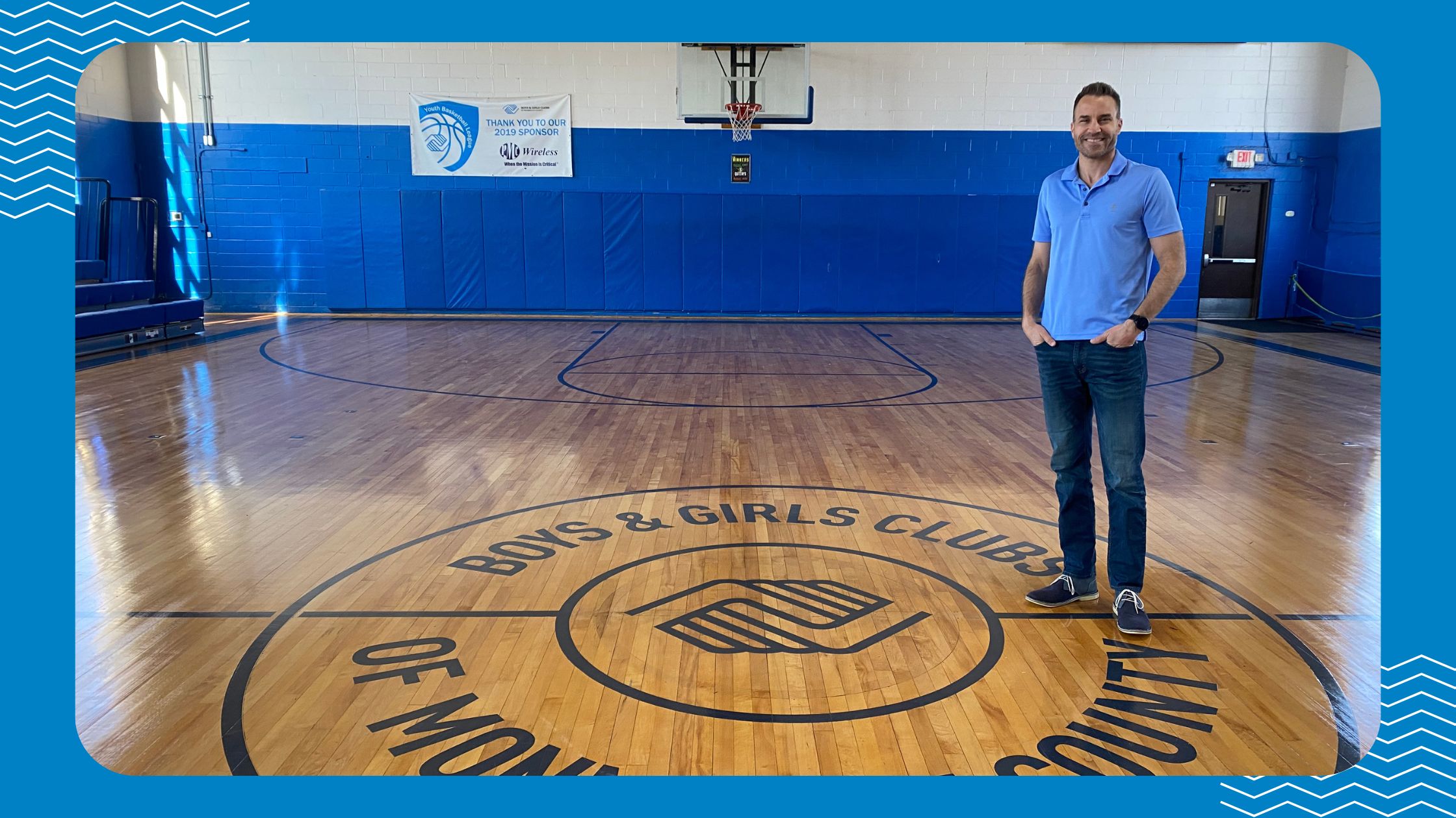 Doug Eagles Standing in Refurbished Gym Thanks to PMC Wireless