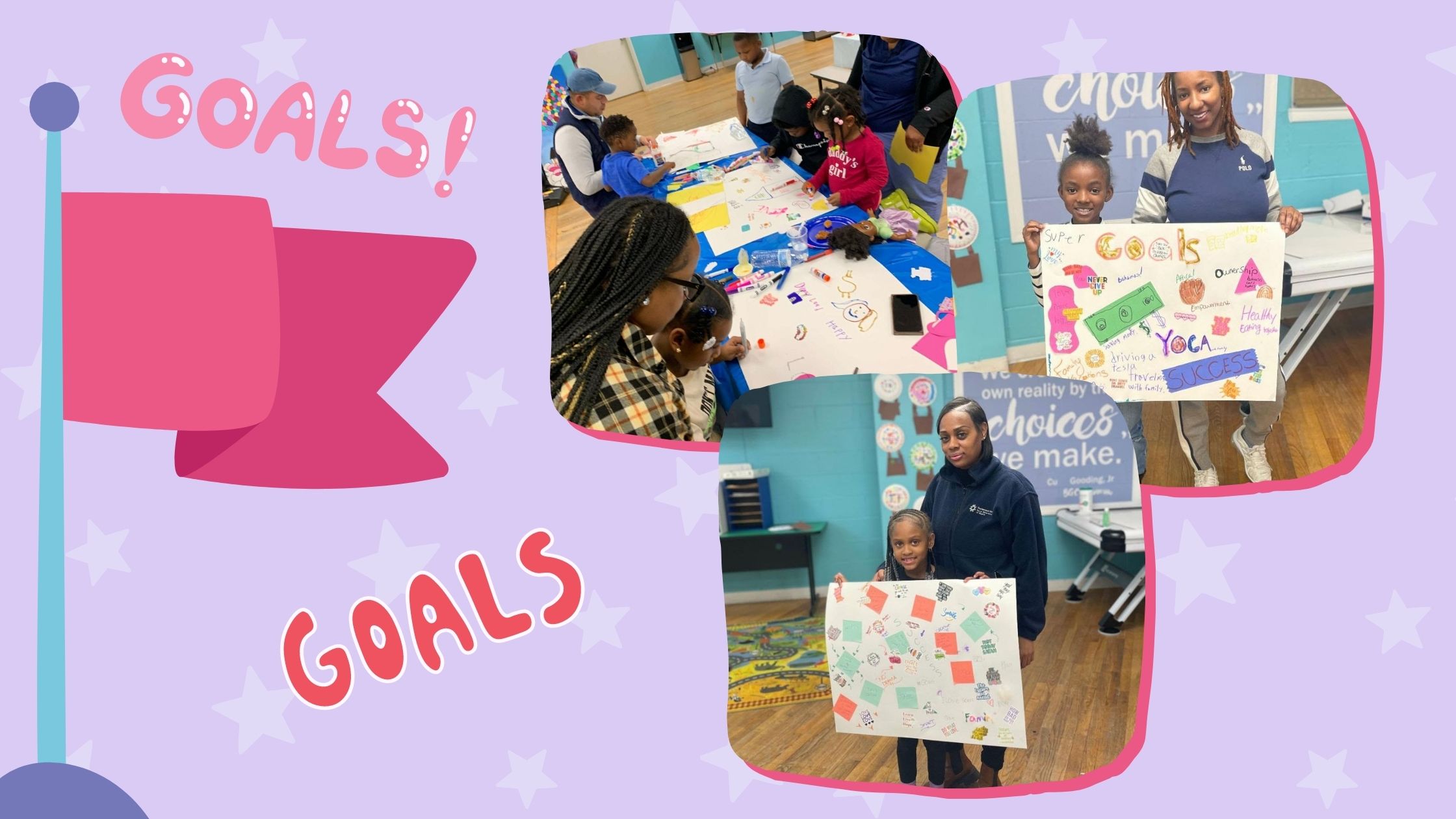 Families with vision boards for overall health and wellness
