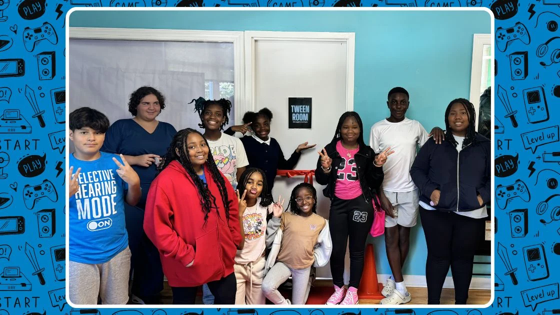 The Tween Room at the Boys & Girls Club Ribbon Cutting Group of Tweens